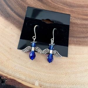 🏆BOGO Angel Wing earrings hook Royal blue silver